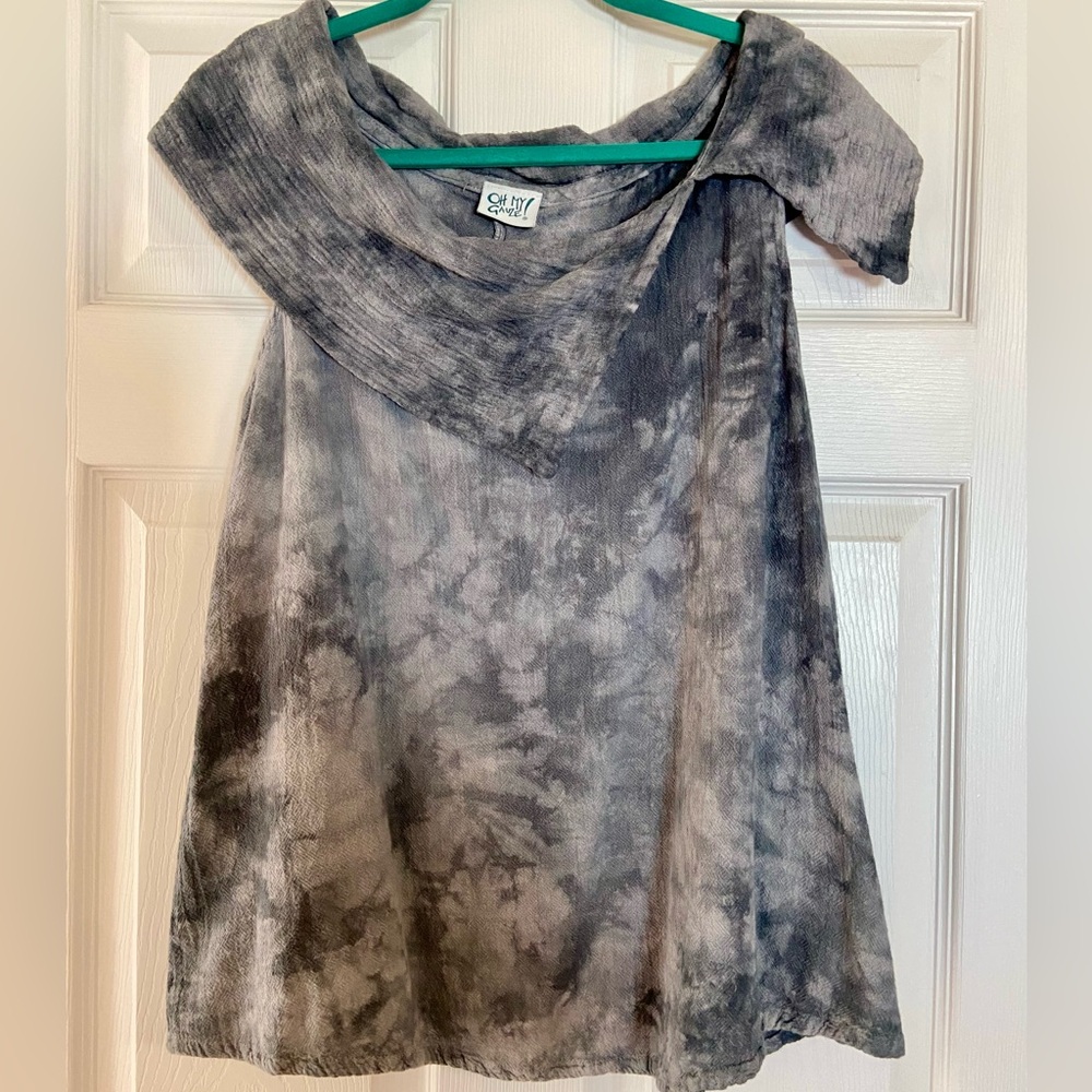Oh My Gauze! Gray tie-dye Casual Top